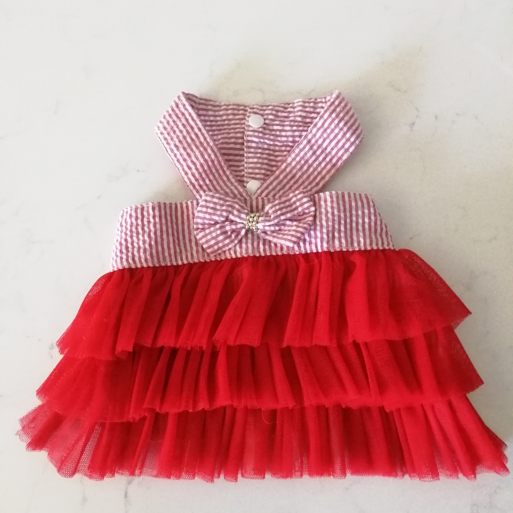 Red and White Striped Dog Dress